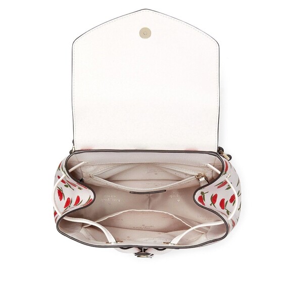 New Kate Spade Lizzie Medium Flap Backpack Festive Rosette Saffiano Multi - Picture 4 of 5